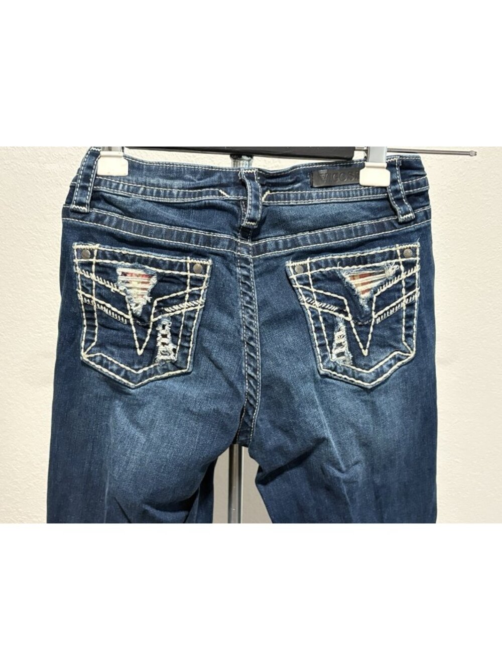 VIGOSS Jeans Slim Boot Cut WOMENS 4 25X28 DESIGNER Fashion Bling Distressed